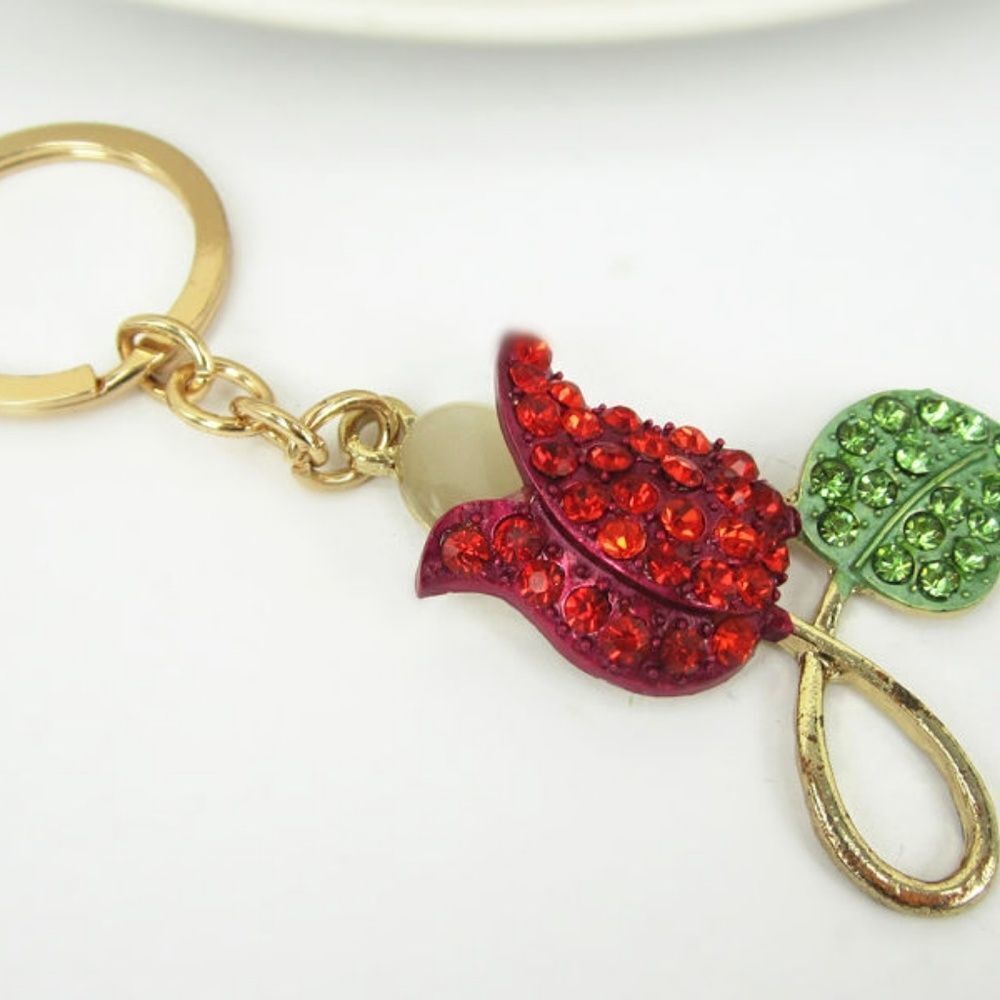 Keyring Rhinestone Rose Flowers 4 for $20 - Picture 2 of 3